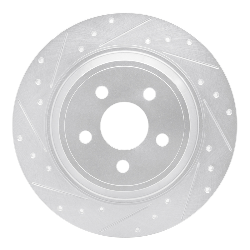 Ford Edge Brake Rotor (1) - Rear Left - R1 Concepts - Drilled & Slotted - Silver - `15-`24